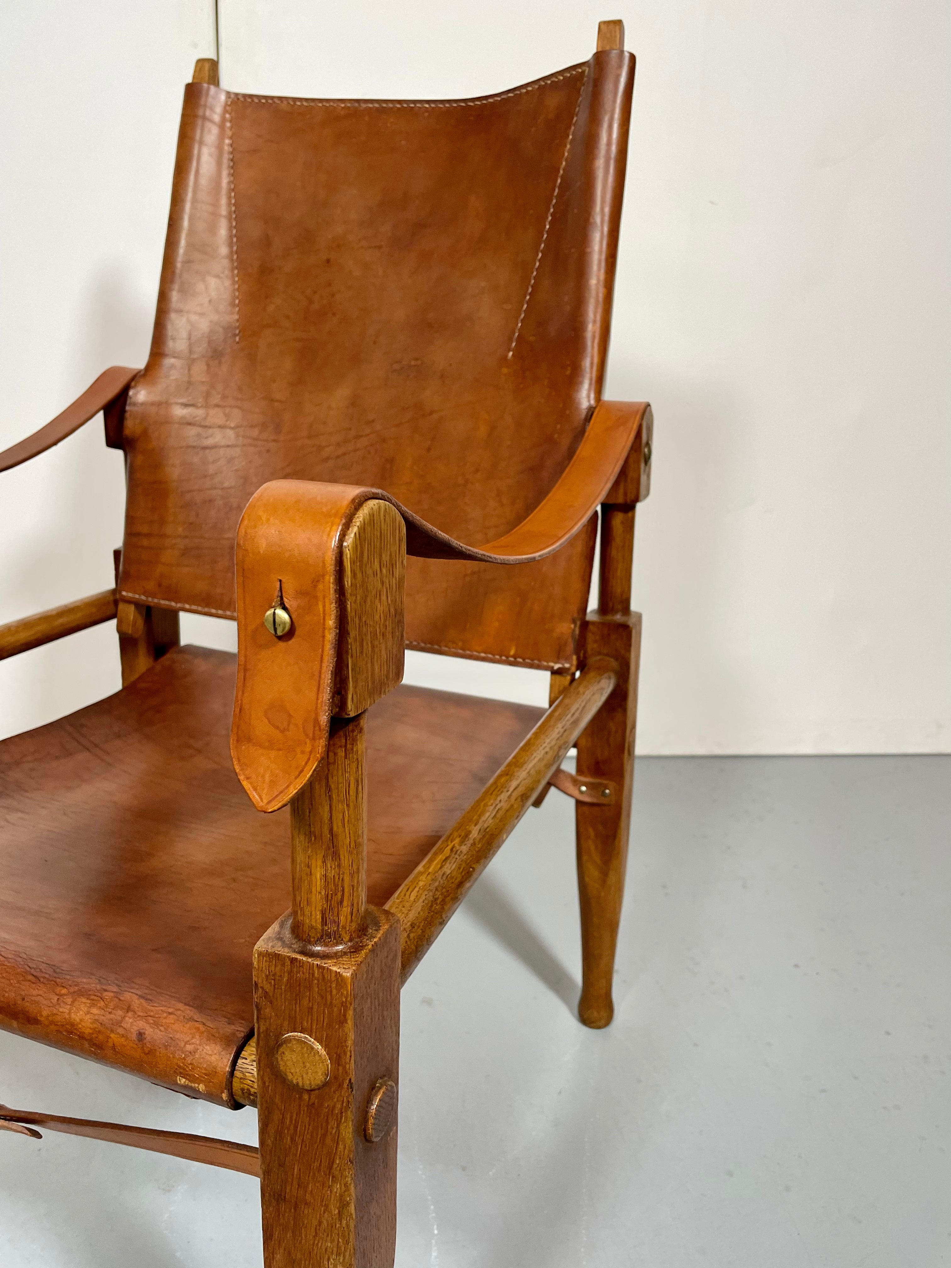Safari Stuhl von Kaare Klint Leder cognacfarben
