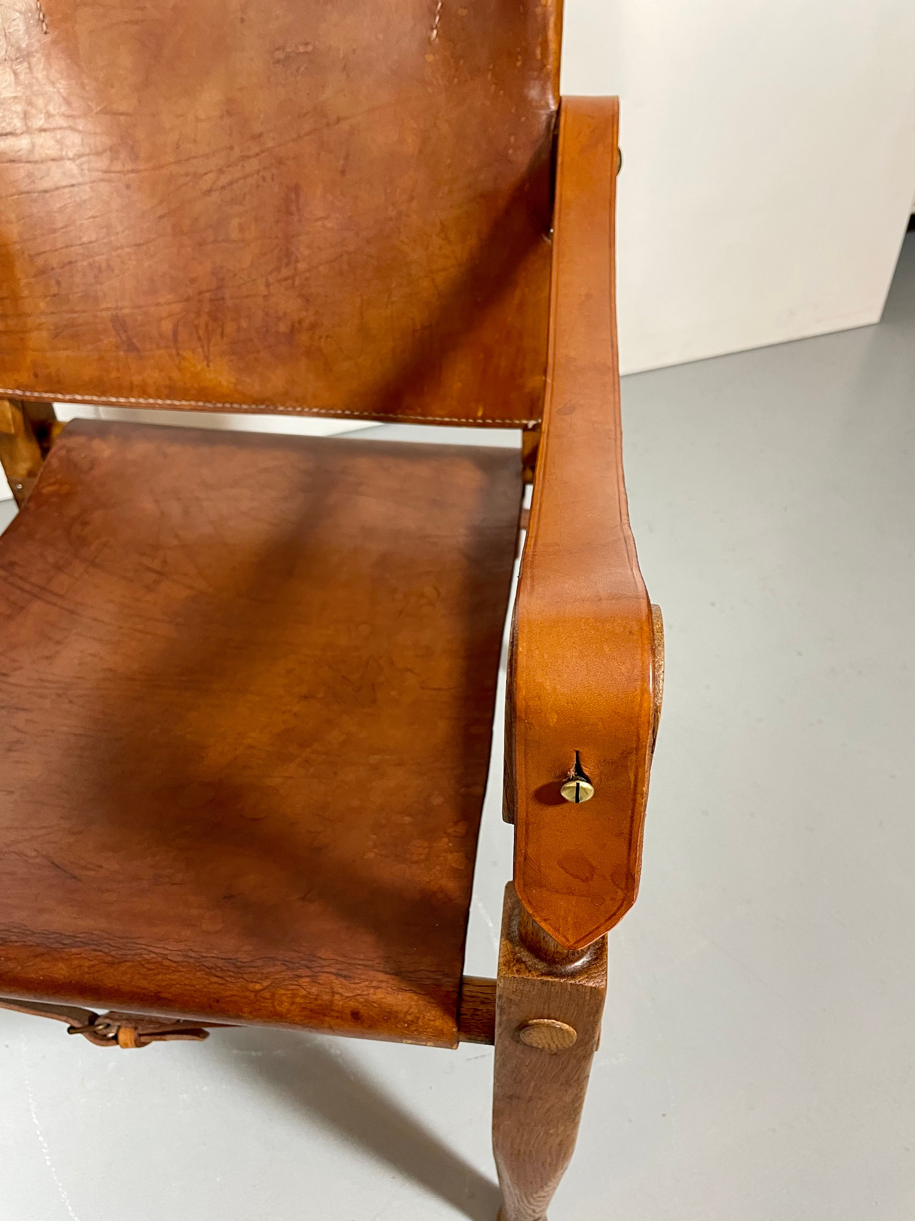 Safari Stuhl von Kaare Klint Leder cognacfarben